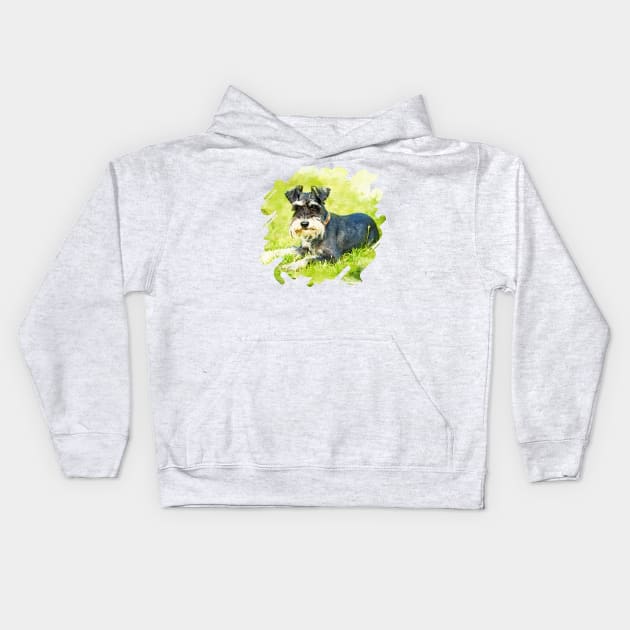 Miniature Schnauzer Kids Hoodie by Nartissima